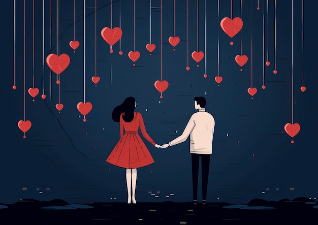 Arte digital escena del día de San Valentín con una pareja enamorada