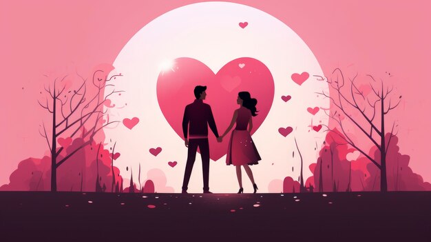 Arte digital escena del día de San Valentín con una pareja enamorada