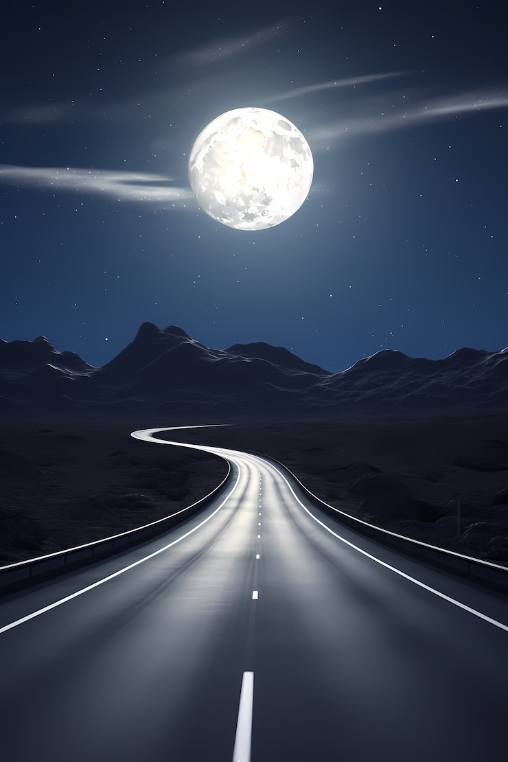 Foto gratuito arte digital de la luna y papel tapiz de la calle