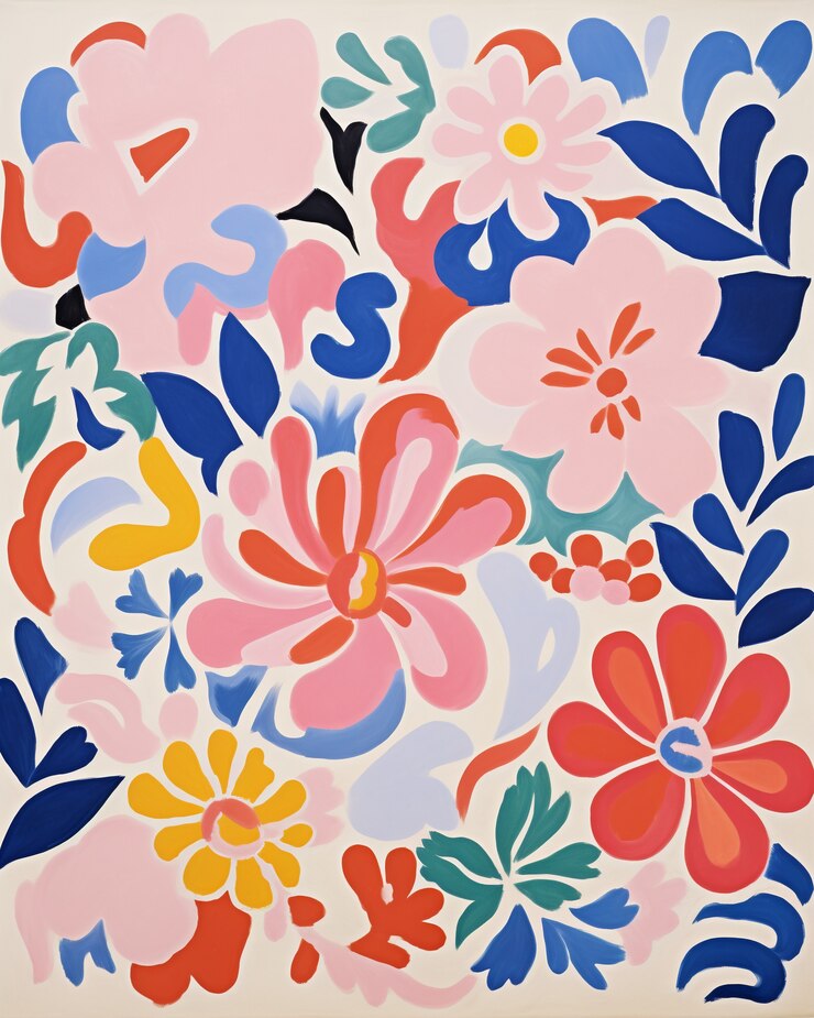 Arte digital de patrones de formas florales orgánicas