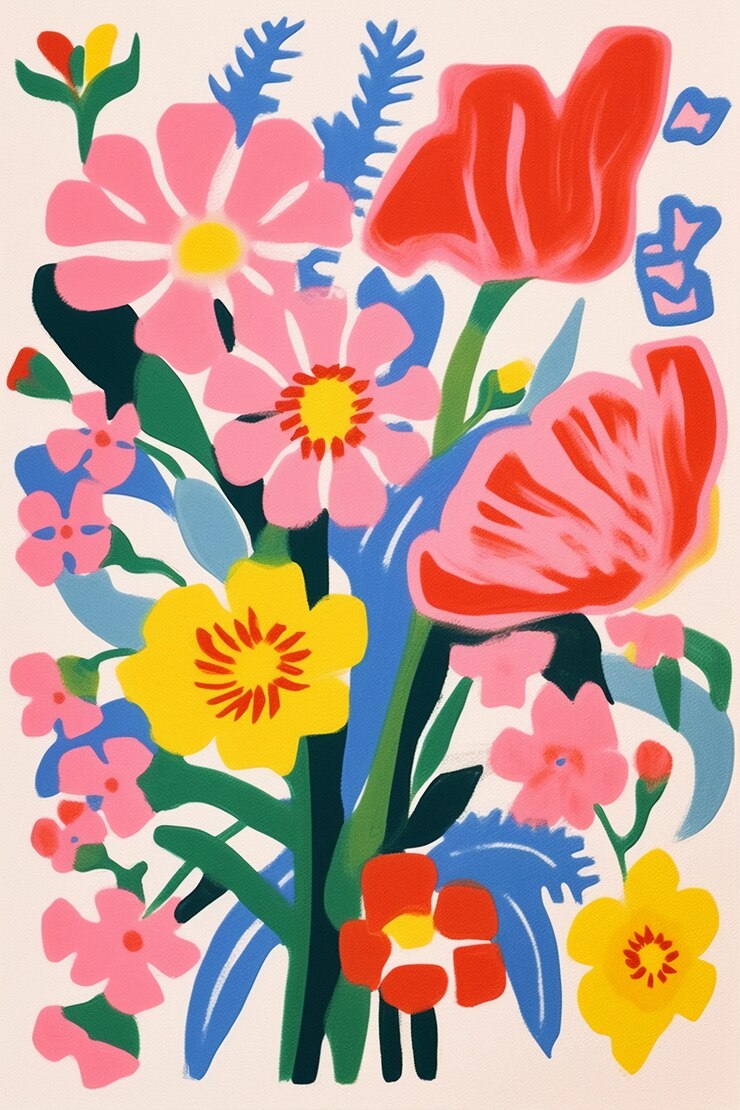 Arte digital de patrones de formas florales orgánicas