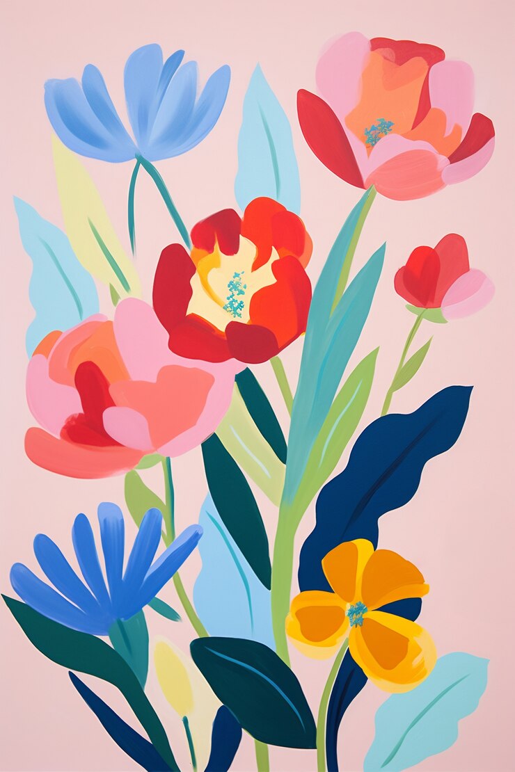 Arte digital de patrones de formas florales orgánicas