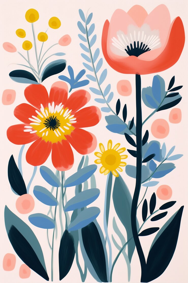 Arte digital de patrones de formas florales orgánicas