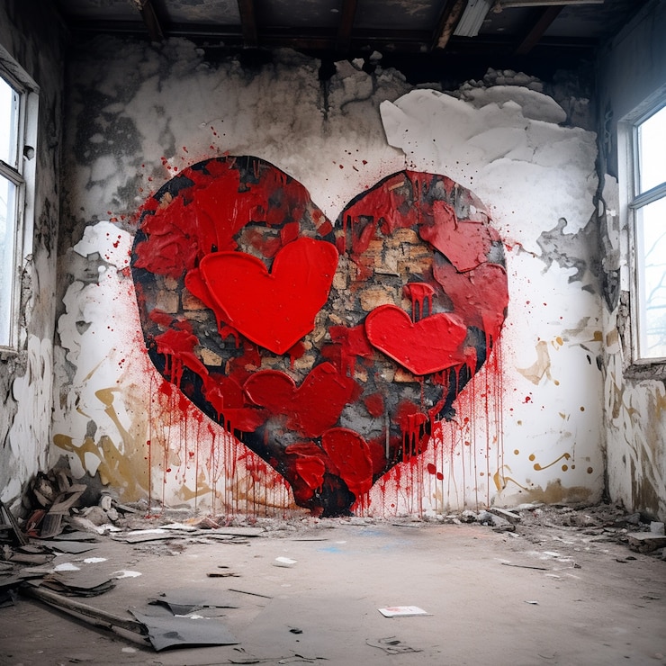 Foto gratuito arte de graffiti en forma de corazón