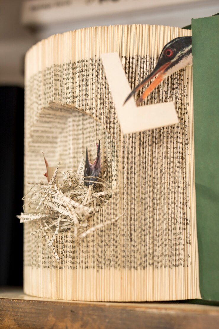 Foto gratuito arte de hojas de papel en forma de pájaros.