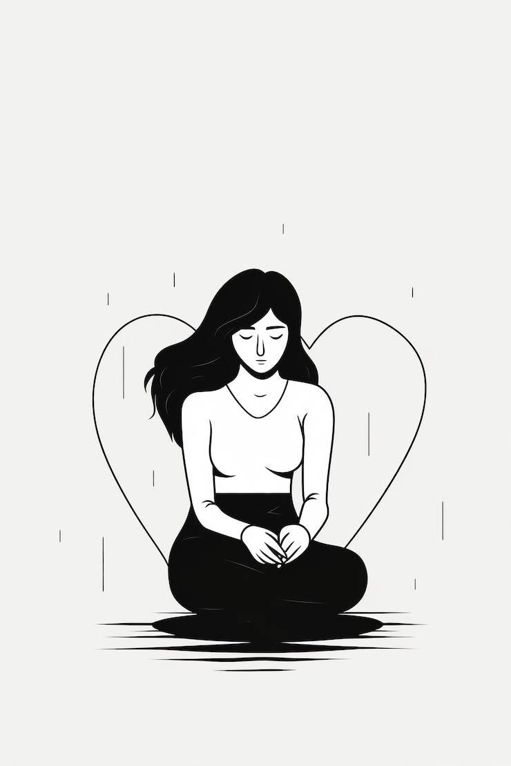 Foto gratuito arte lineal del concepto de corazón roto
