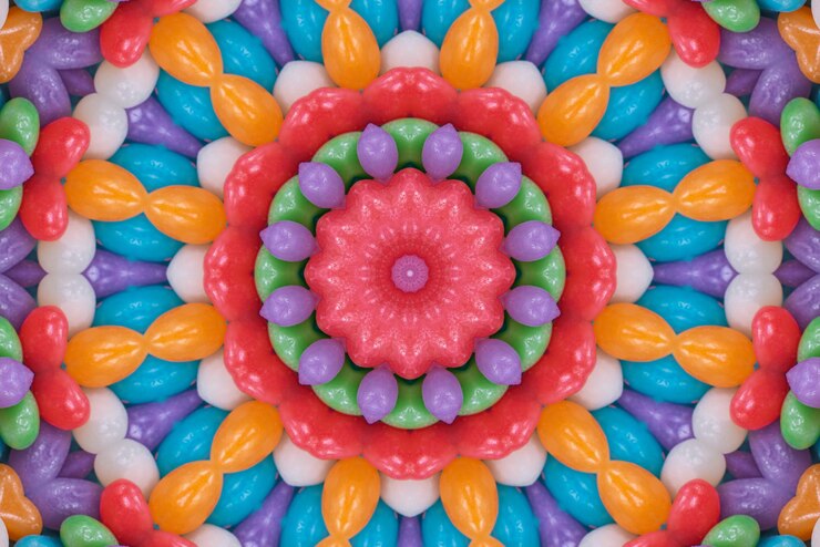 Foto gratuito arte de mandala patrón de colores de fondo 3d