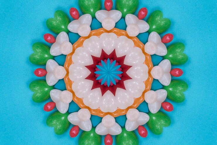 Foto gratuito arte de mandala patrón de colores de fondo 3d