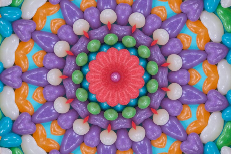 Foto gratuito arte de mandala patrón de colores de fondo 3d