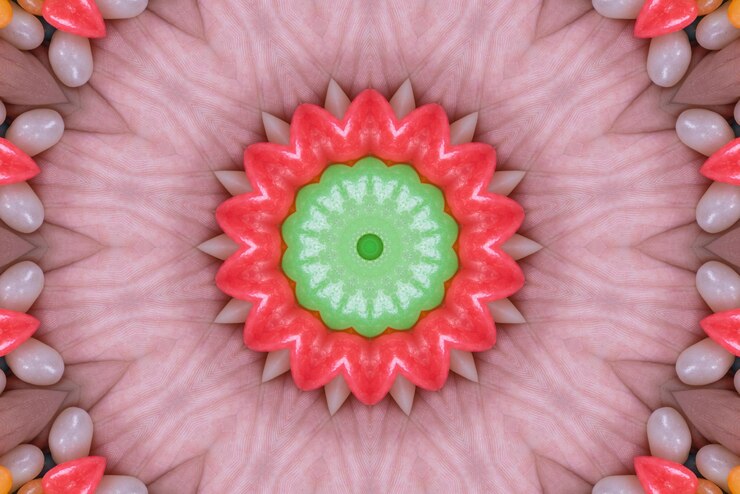 Foto gratuito arte de mandala patrón de colores de fondo 3d