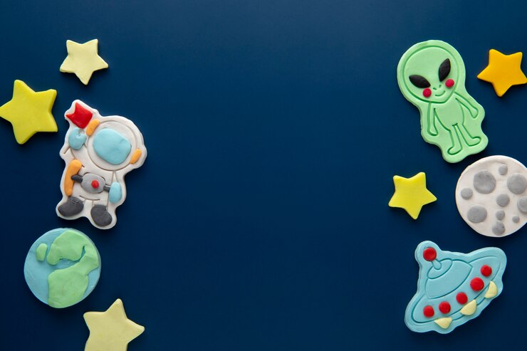 Foto gratuito arte de plastilina con astronauta y extraterrestre.