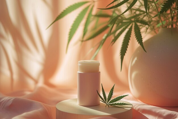 Artículo cosmético con hojas de marihuana