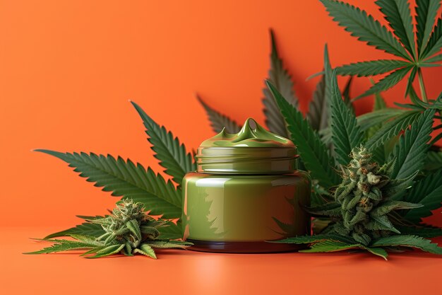 Artículo cosmético con hojas de marihuana