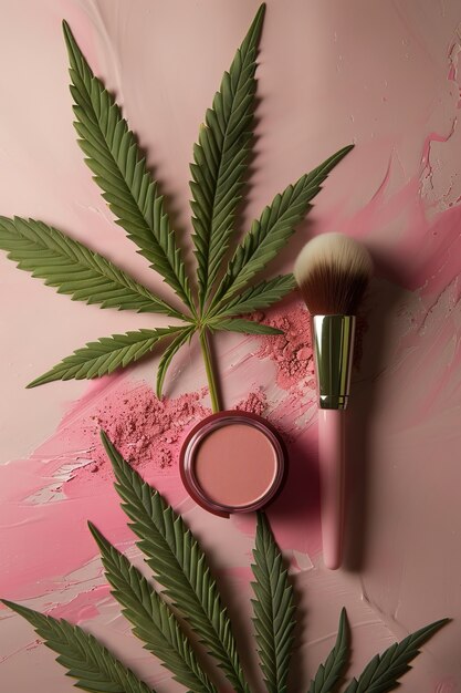 Foto gratuita artículo cosmético con hojas de marihuana