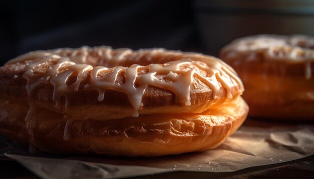 Artículo de pastelería horneada con glaseado de chocolate generado por IA