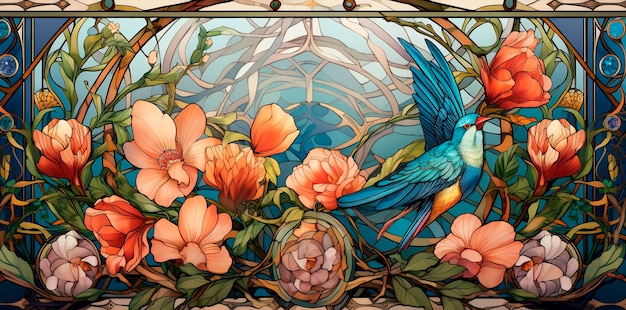 Foto gratuita artistic scene inspired by the art nouveau style with colorful depictions