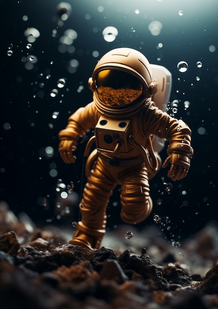 Foto gratuita astronauta buceando arte digital.