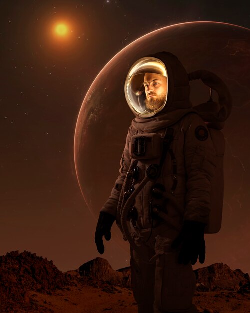 Astronauta en el collage de marte
