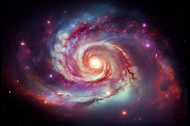 Astronomía abstracta galaxia espiral brillante en el espacio profundo IA generativa