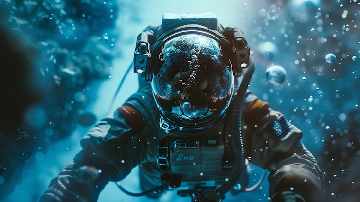 Photo Gratis astronot menyelam di laut