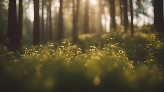 Foto gratuita atardecer en el bosque hermoso fondo natural enfoque selectivo