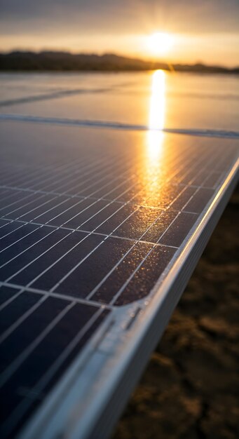 El atardecer del panel solar