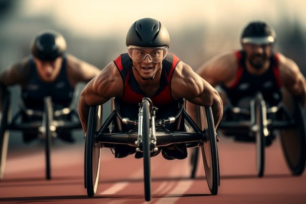 Atleta paralímpico participando en una competición.