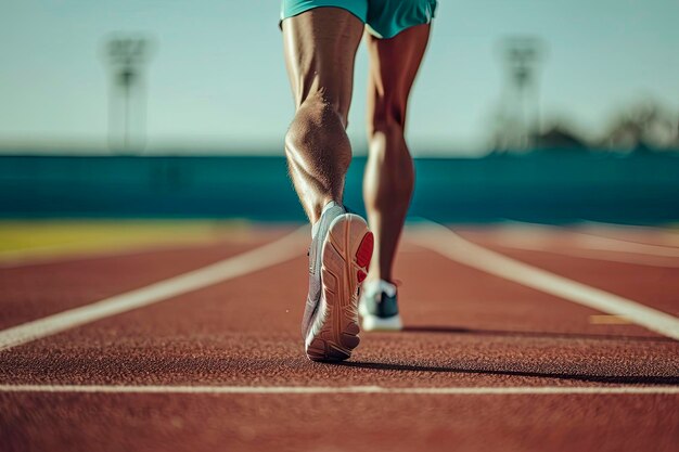 atleta preparado para correr en la pista de atletismo