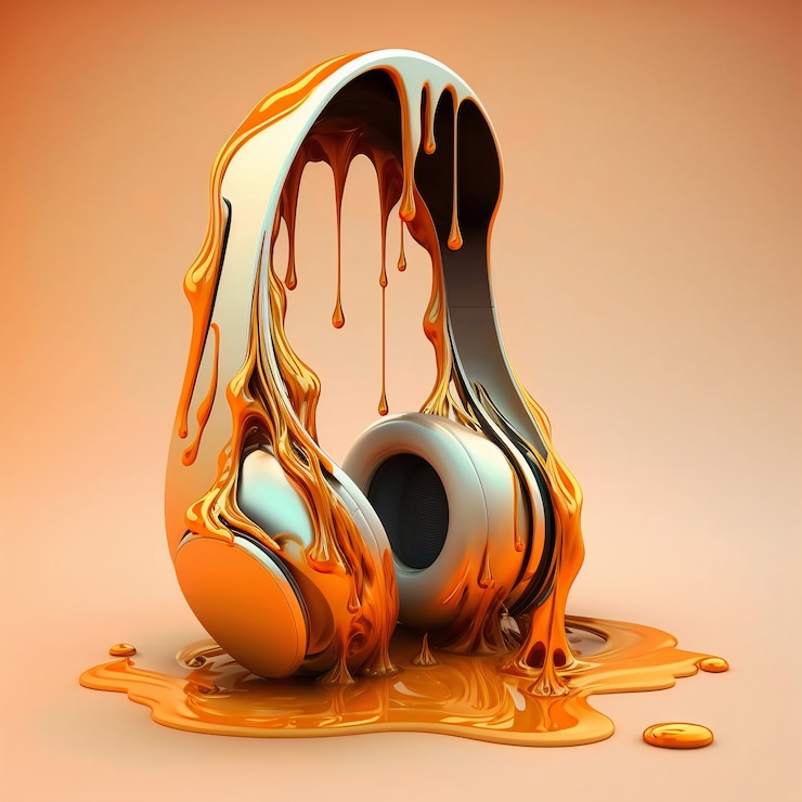 Foto gratuito auriculares realistas con efecto de fusión.