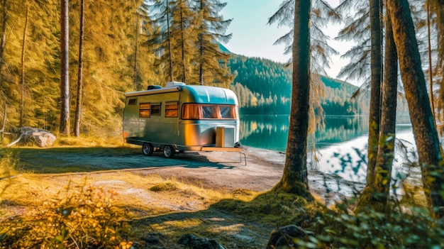 Automóvil de acampada sobre ruedas para viajes sostenibles
