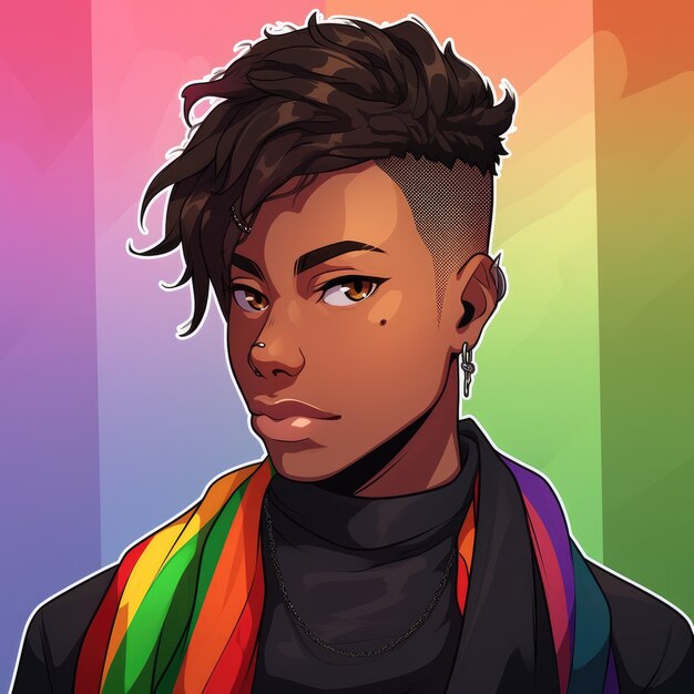 Avatar andrógino de una persona queer no binaria