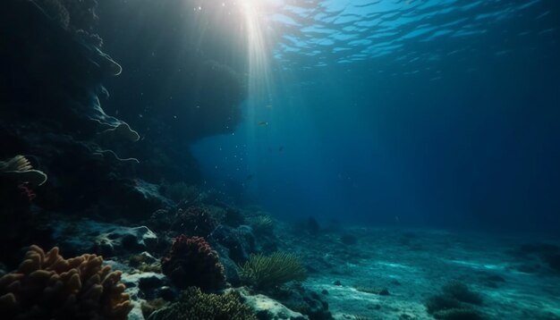 La aventura de buceo en aguas profundas revela la belleza natural a continuación generada por IA