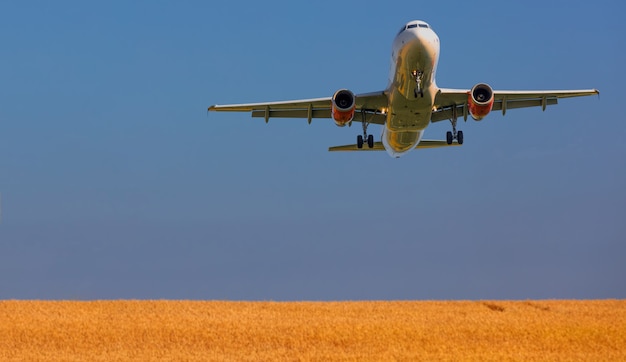 Avión de pasajeros blanco volando