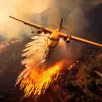 Foto gratuita avión tratando de apagar un incendio forestal