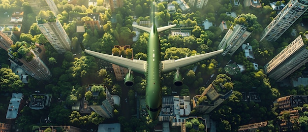 Foto gratuita avión verde en un entorno respetuoso con el medio ambiente