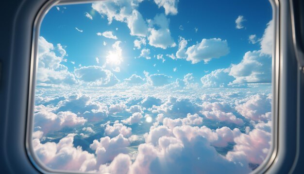Foto gratuita avión volando alto en el cielo azul una ventana al cielo generada por la inteligencia artificial
