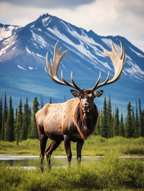 Avistamiento de alces salvajes en la naturaleza.