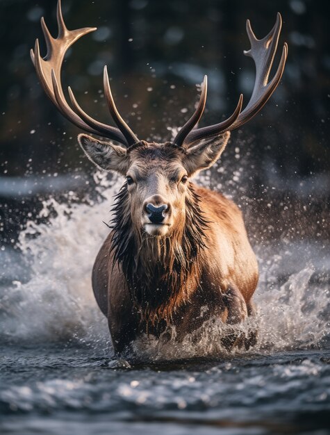 Avistamiento de alces salvajes en la naturaleza.