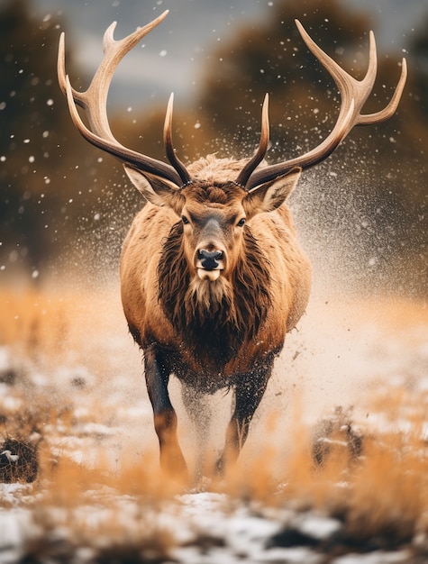 Foto gratuita avistamiento de alces salvajes en la naturaleza.