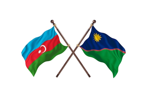 Azerbaiyán frente a namibia dos países banderas fondo