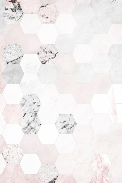 Azulejos de mármol rosa hexagonal con dibujos