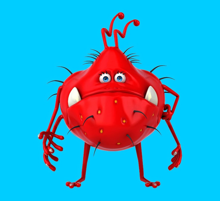 Foto gratuito las bacterias divertidas de las caricaturas en 3d