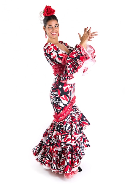 Bailarina de flamenco en un hermoso vestido