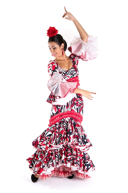 Bailarina de flamenco en un hermoso vestido