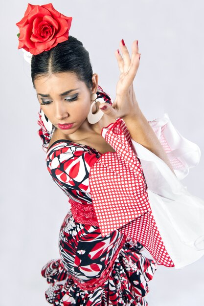 Bailarina de flamenco en un hermoso vestido