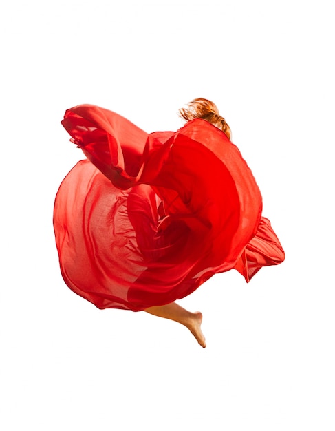 Bailarina de flor roja saltando