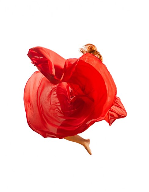 Bailarina de flor roja saltando