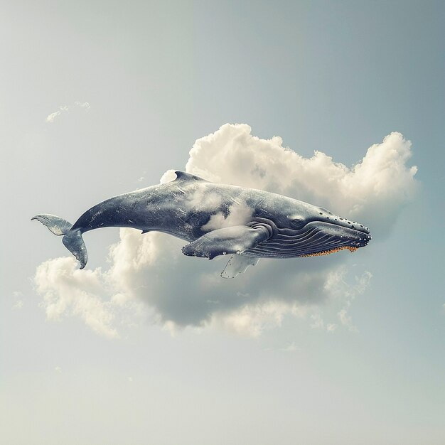 La ballena de la fantasía en el cielo