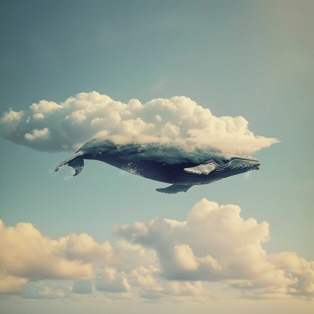 La ballena de la fantasía en el cielo