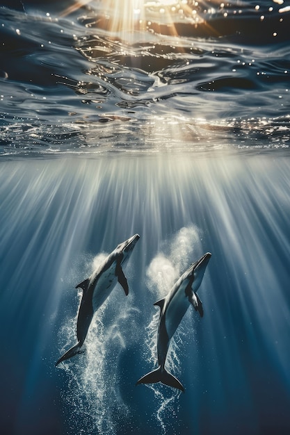 Foto gratuita una ballena fotorrealista cruzando el océano